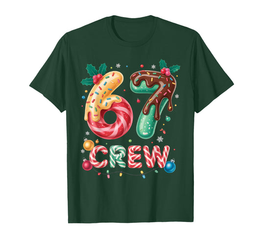 Funny 67 Six Seven Meme Christmas Crew Matching Outfit T-Shirt