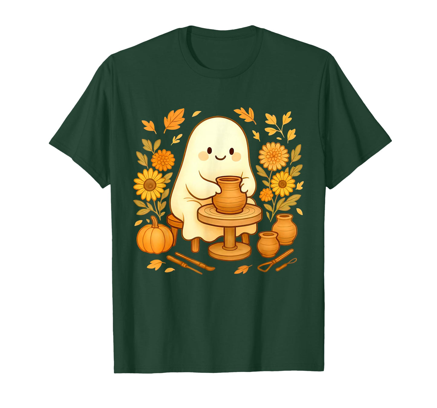 Halloween Ghost Pottery Fall Ceramic Artist Pumpkins Autumn T-Shirt