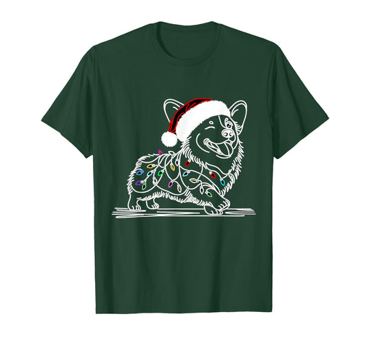 Corgi Santa Christmas Tree Lights, Funny Ugly Pajamas Women T-Shirt