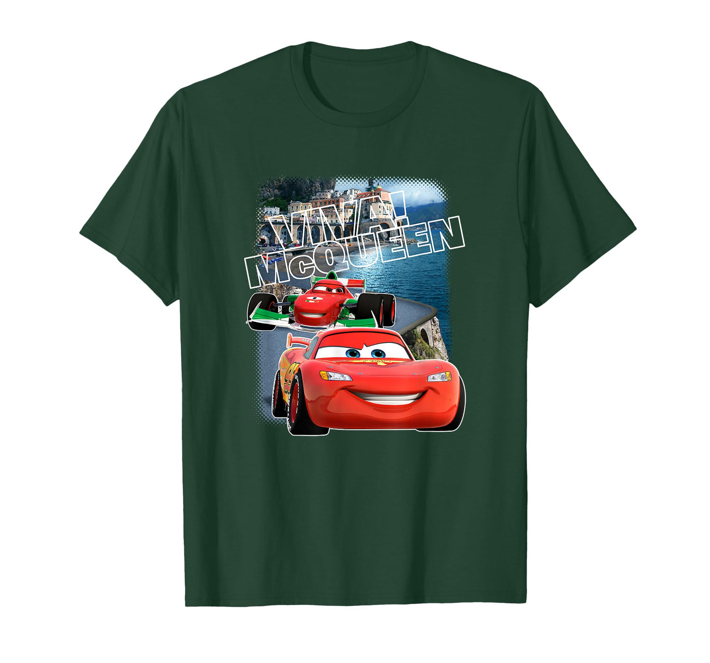 Disney Pixar Cars 2 Viva McQueen Italy Race Poster T-Shirt
