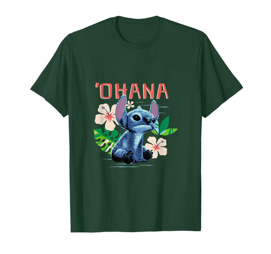 Disney Lilo & Stitch Ohana Sitting Stitch Cute Logo T-Shirt