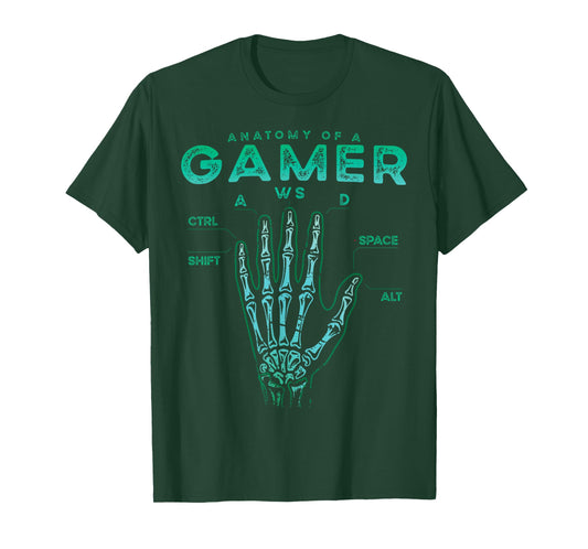 Gamer Anatomy Shirt Skeleton Hand Gaming Video Game T-Shirt