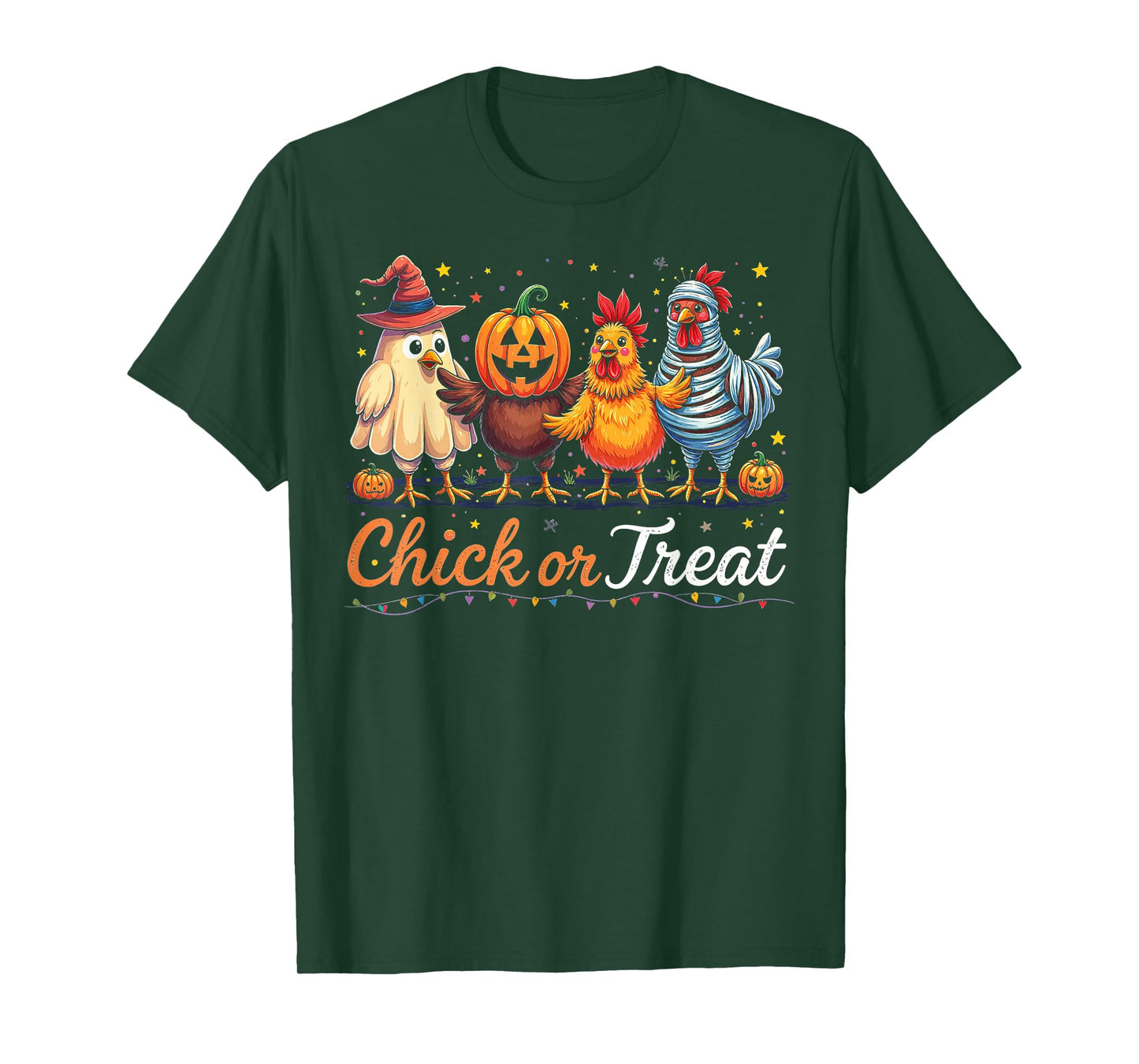 Funny Chick or Treat Halloween Witch Spooky Chicken Costume T-Shirt