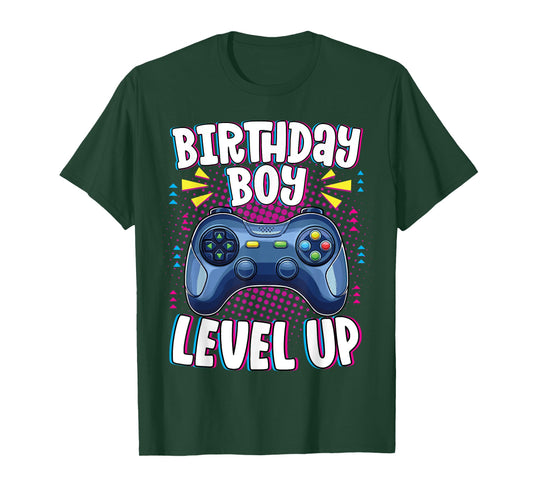 Birthday Boy Shirt Level Up Boys Matching Gamer Birthday T-Shirt