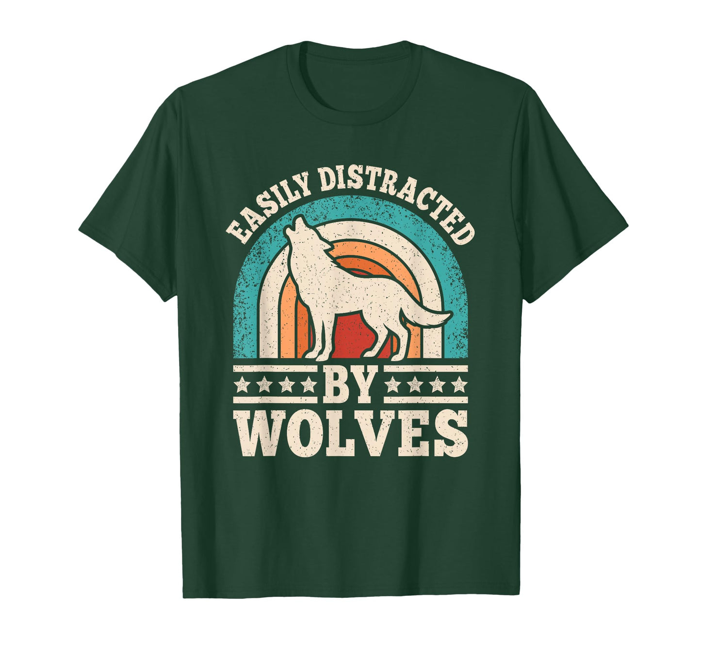 Easily Distracted by Wolves Retro Wolf Men Women T-Shirt