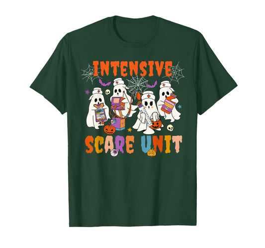 Intensive Care Scare Unit Halloween Ghost Nurse ICU Nursing T-Shirt