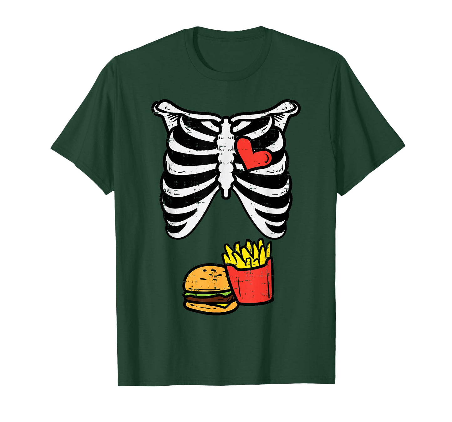 Halloween Skeleton Fries Burger Xray Costume Men Kids Women T-Shirt