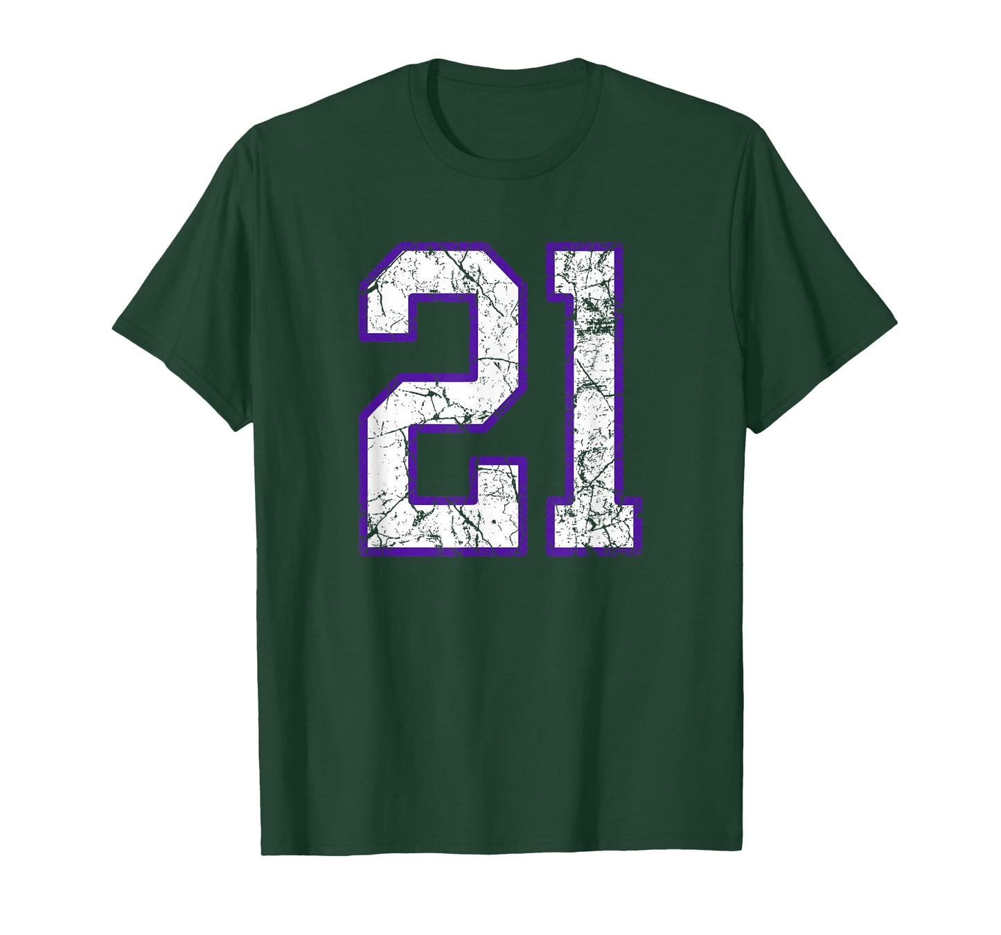 White and Purple Number 21 Jersey Player Uniform #21 T-Shirt