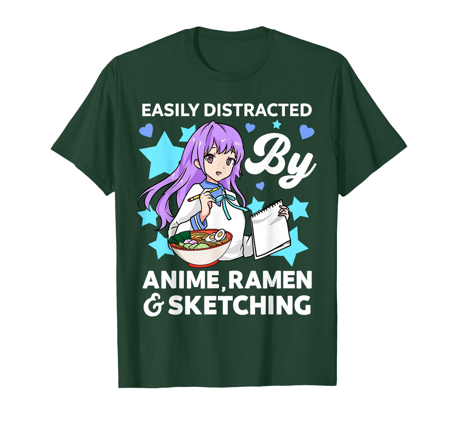 Easily Distracted By Anime Ramen and Sketching Drawing Art T-Shirt