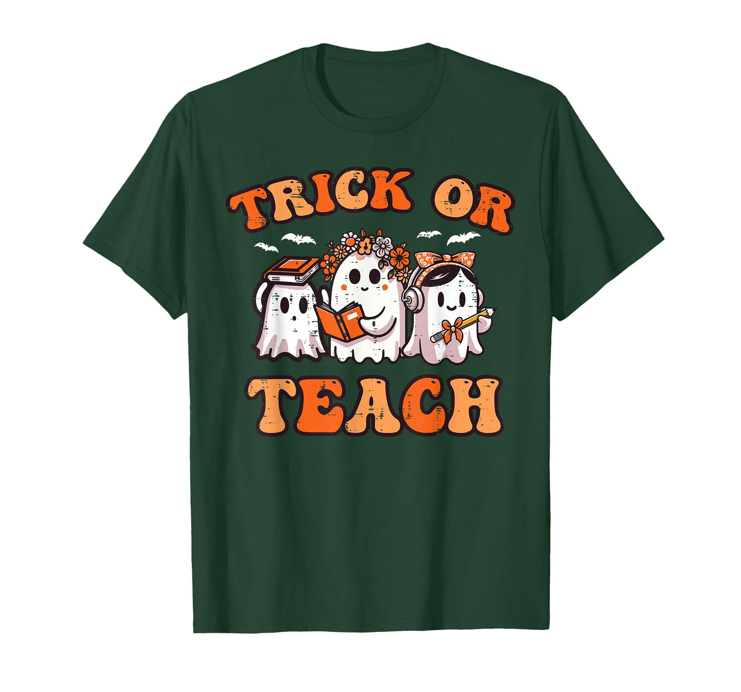 Halloween Teacher Ghosts Trick Or Teach Retro Costume Women T-Shirt