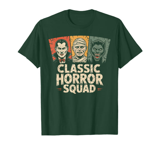 Classic Horror Squad Halloween Monster Crew T-Shirt