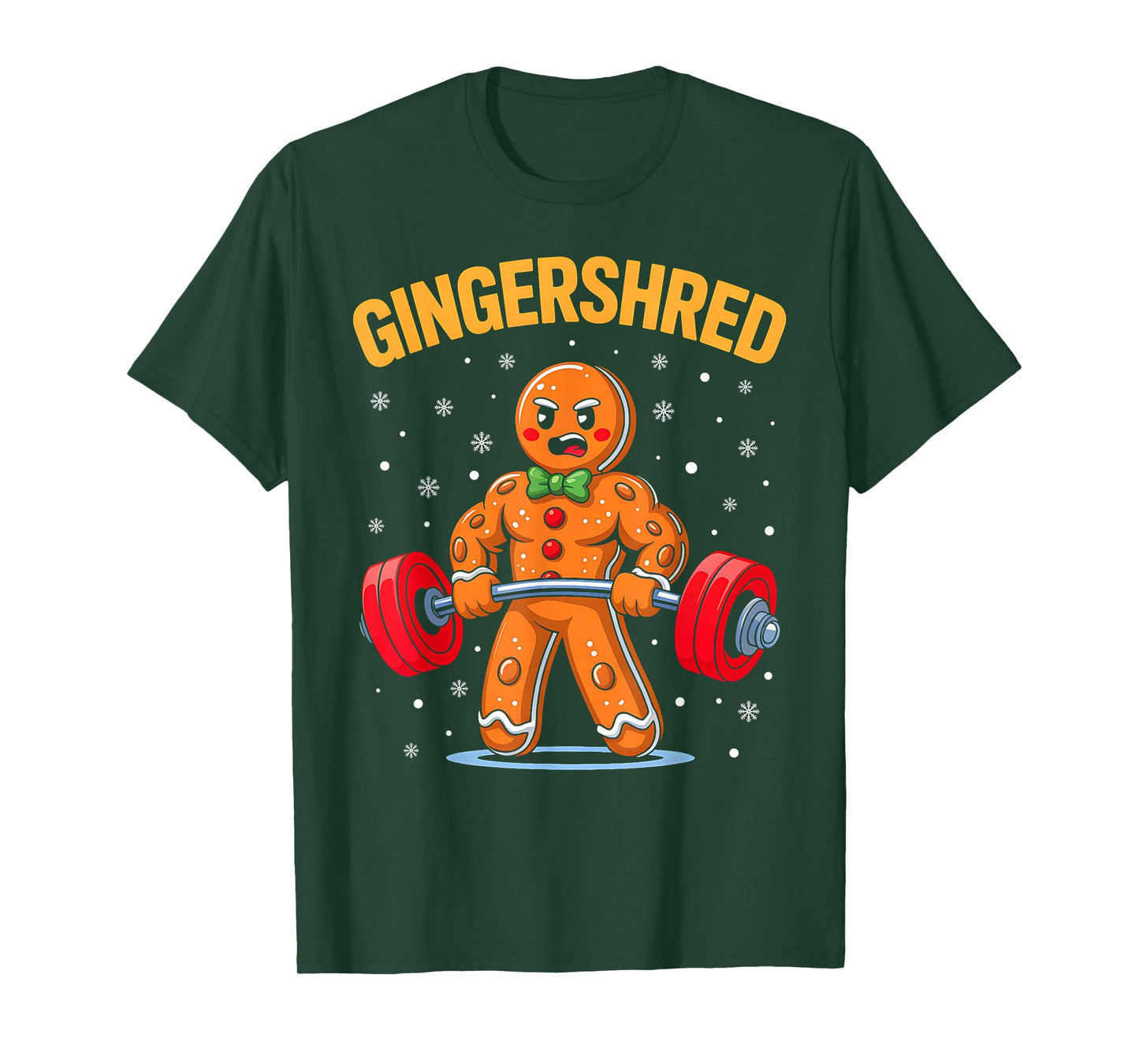 Funny Christmas Gingerbread Man Gym Bodybuilding Gingershred T-Shirt