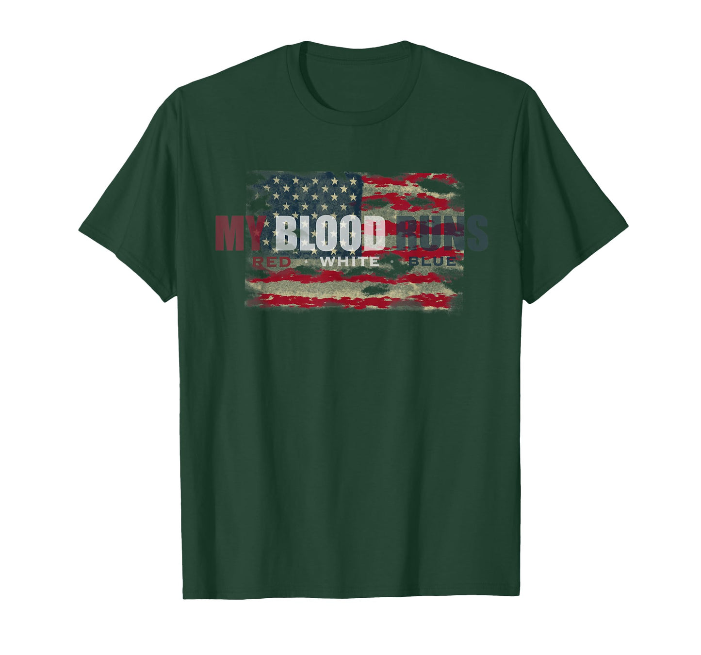 Fourth of July My Blood Runs Red White & Blue American Flag T-Shirt