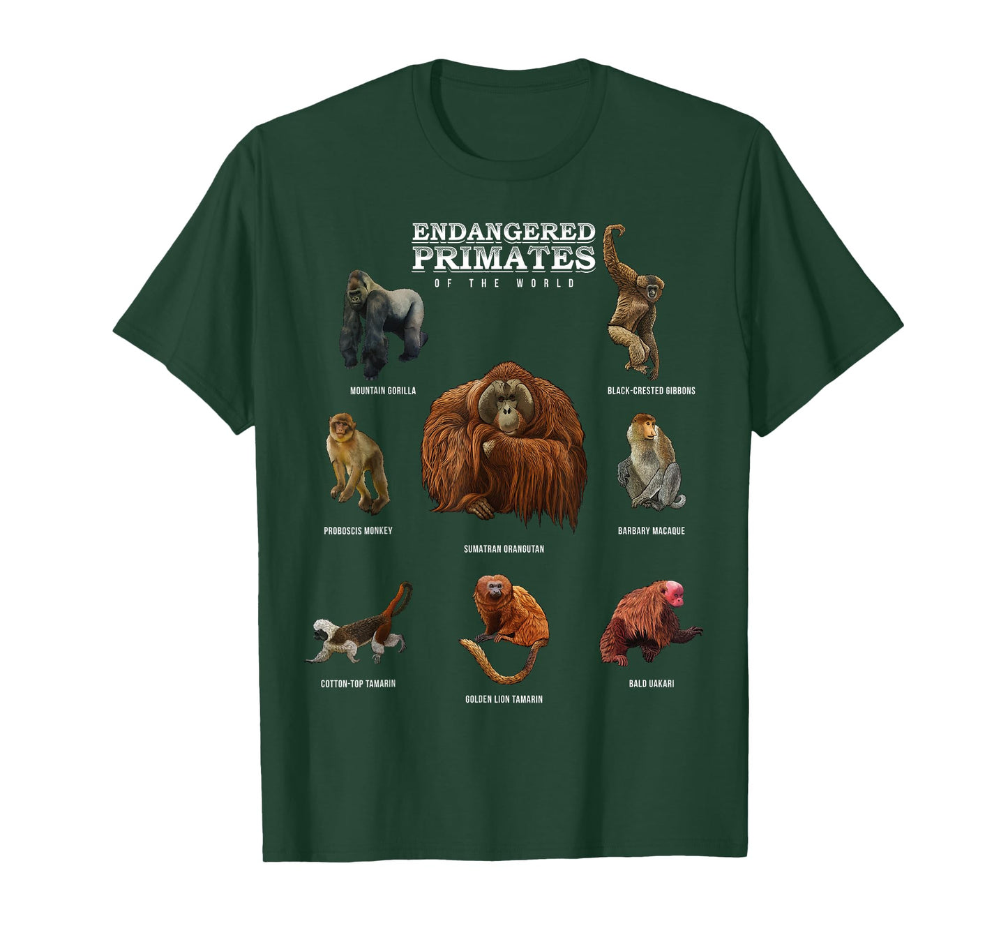 Endangered Primates of the World Shirt Wildlife Zoology Wild T-Shirt