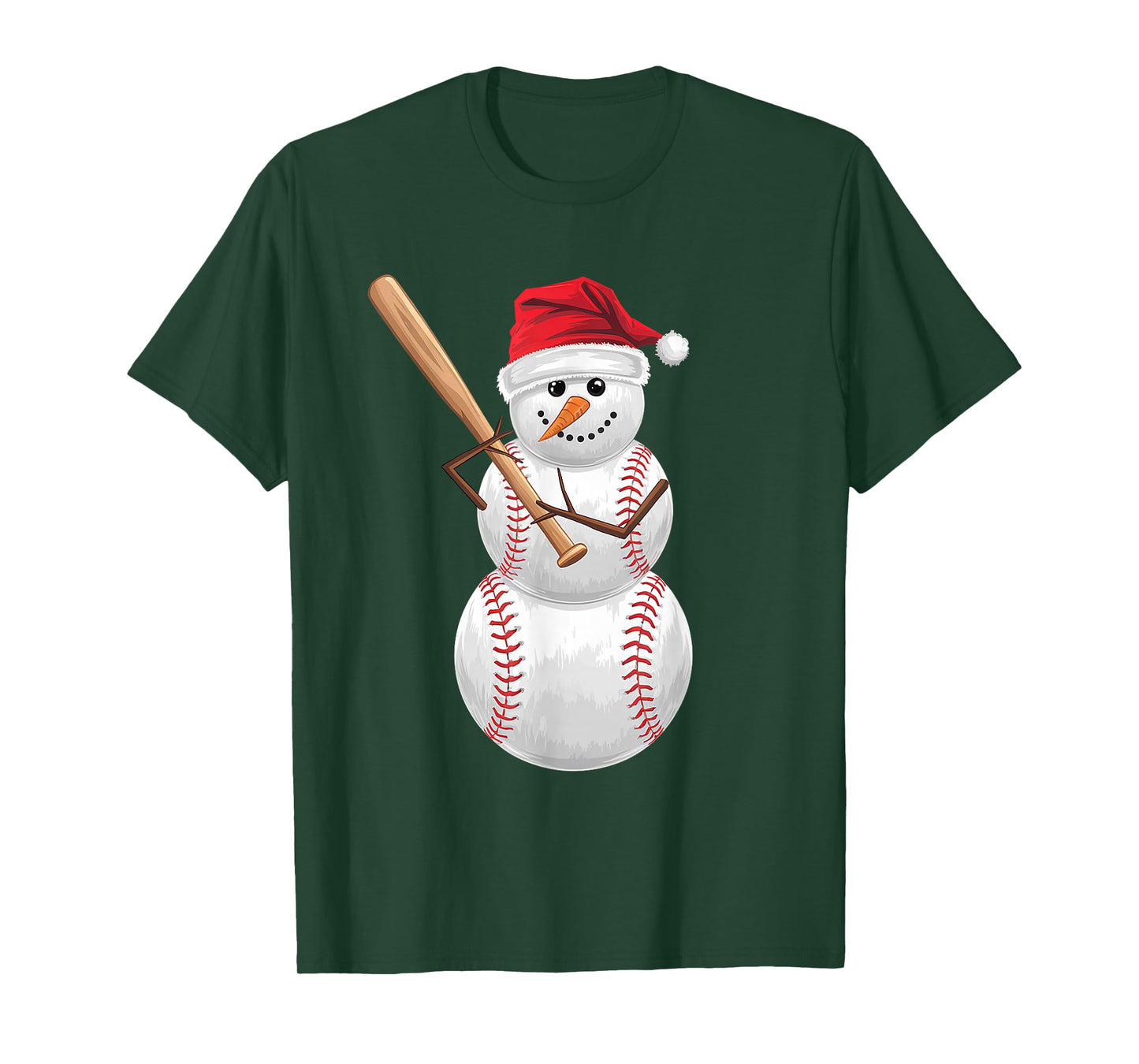 Baseball Christmas Snowman Playing Baseball Men Women Kids T-Shirt