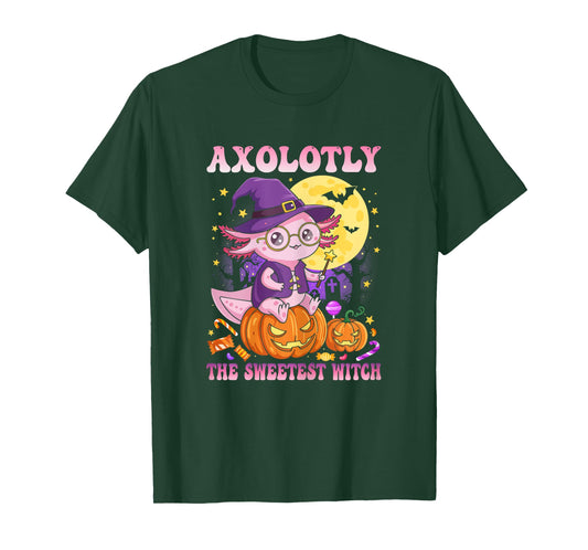 Women Halloween Axolotl Costume Axolotly The Sweetest Witch T-Shirt