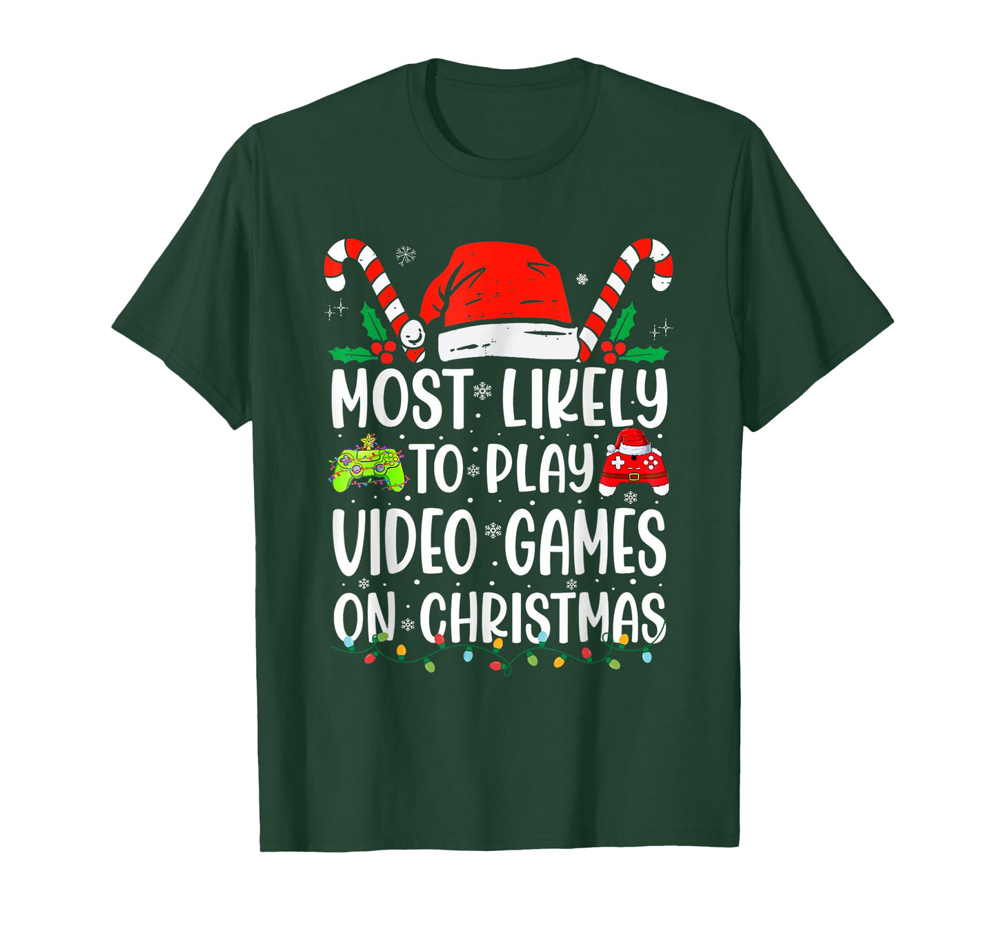 Most Likely To Play Video Game On Christmas Santa Gaming T-Shirt