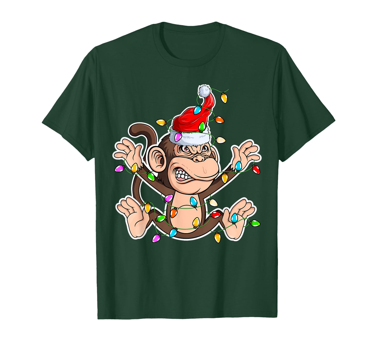 Xmas Monkey Lover - Monkey Wearing Santa Hat Christmas T-Shirt