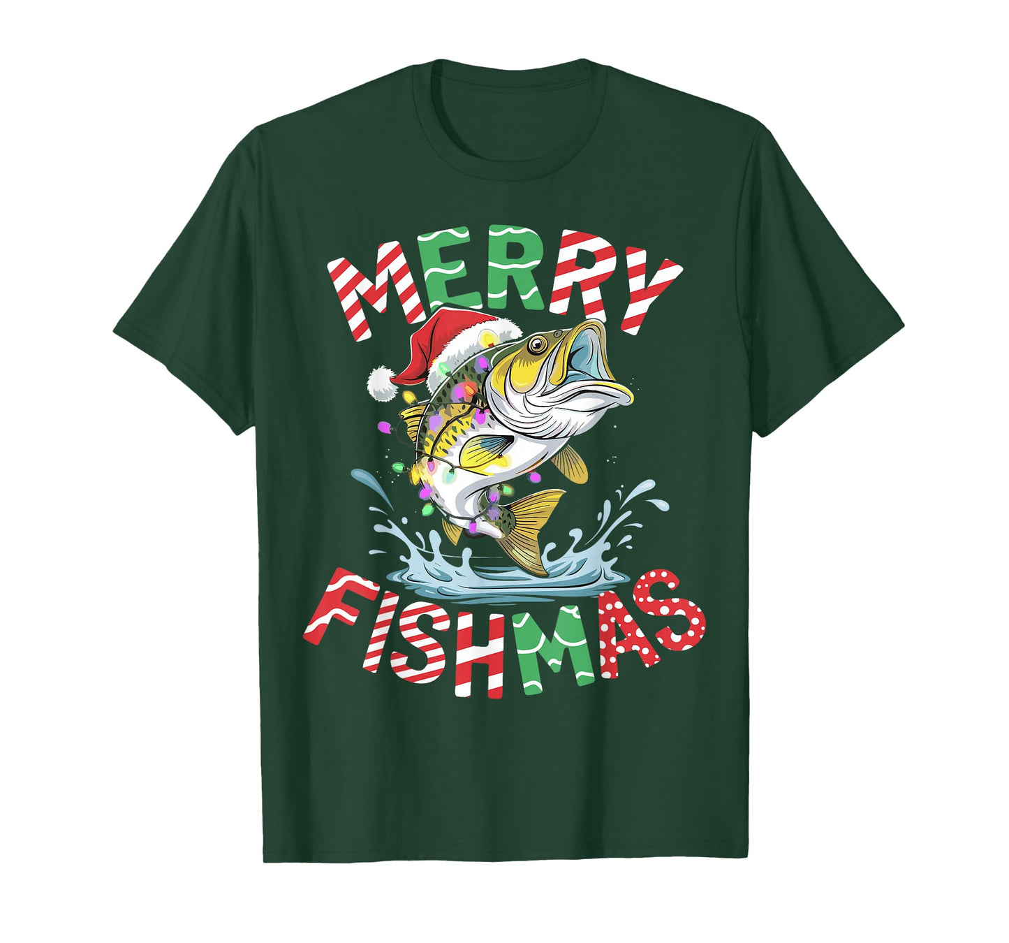 Merry Fishmas Santa Fishing Funny Fisherman Christmas T-Shirt