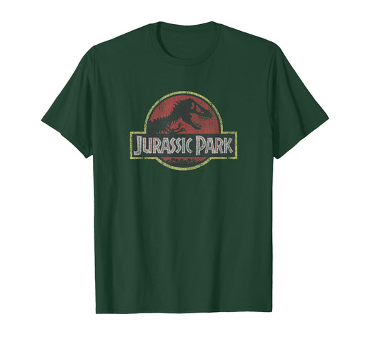 Jurassic Park Classic Retro Red Distressed Logo T-Shirt Small