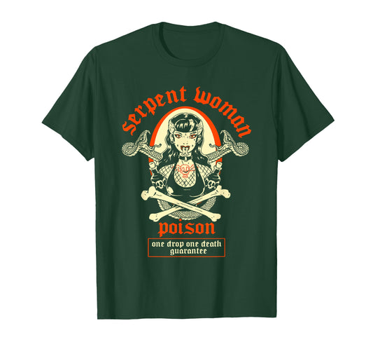 Serpent Woman Goth Girl Psychobilly Tattooed Pinup Poison T-Shirt