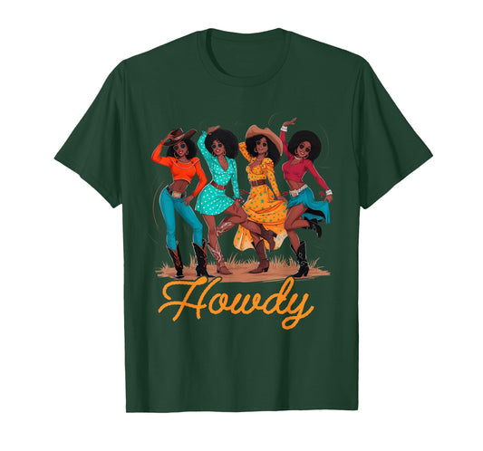 Black Cowgirls Line Dance Western Rodeo Country Music Texas T-Shirt