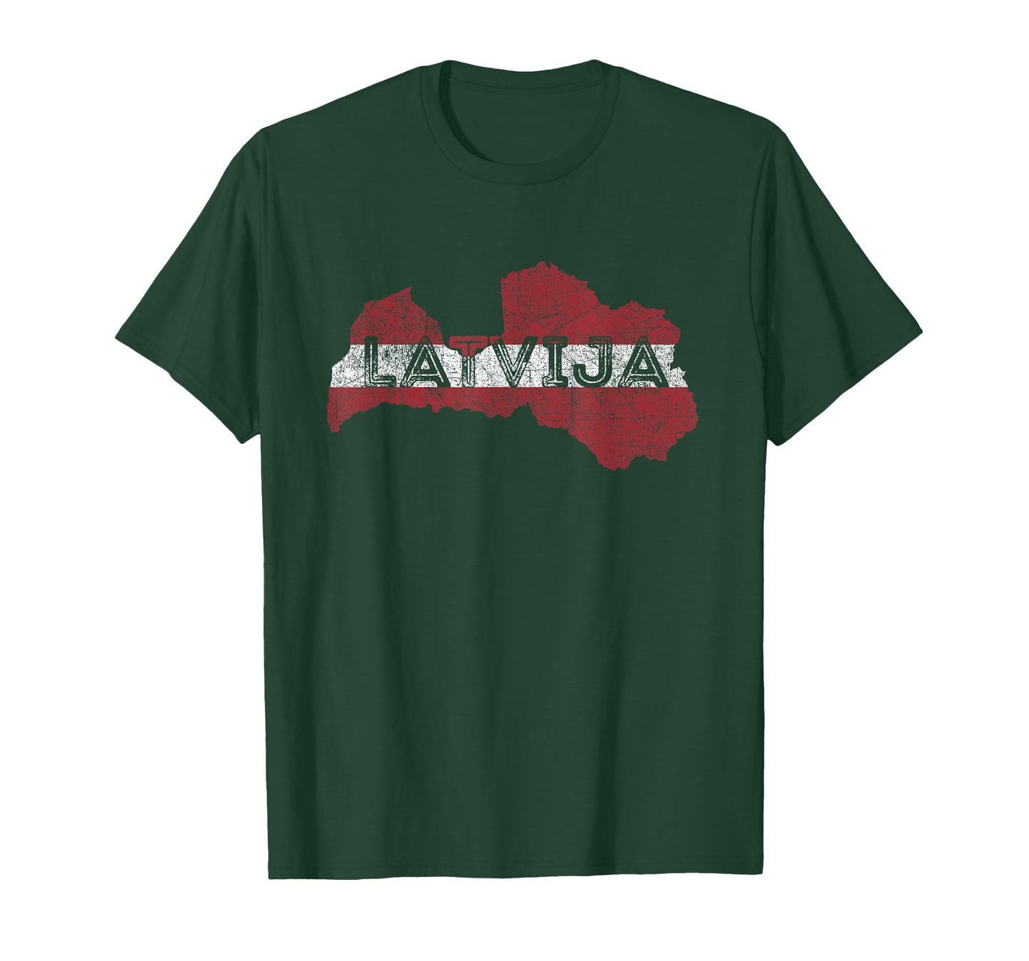 Latvian Map and Flag Souvenir - Distressed Latvija T-Shirt