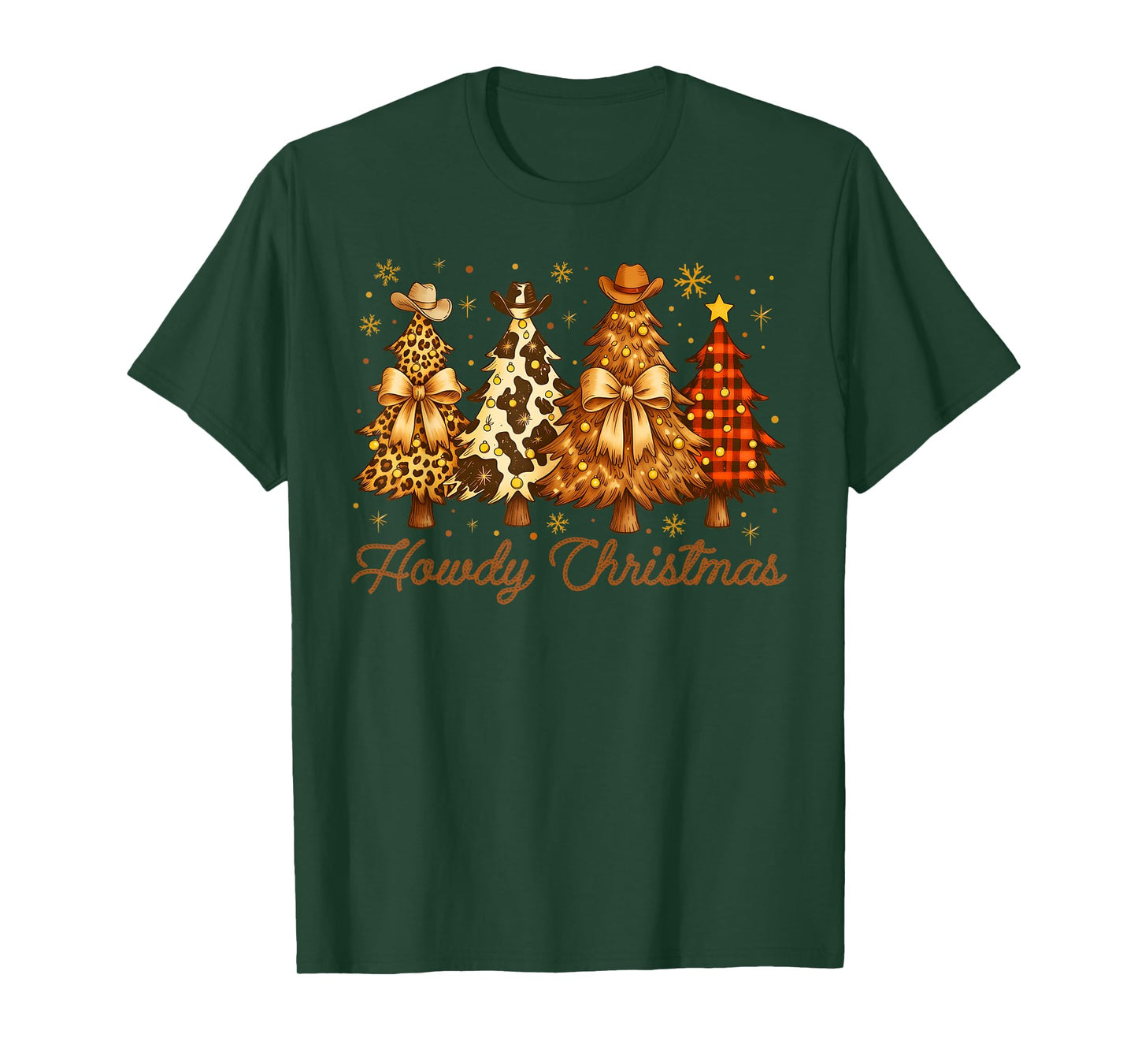 Western Santa Hat Howdy Christmas Tree Coquette Bow Cowgirl T-Shirt