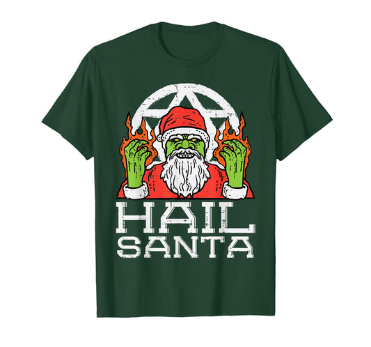 Hail Santa Funny Christmas Xmas Satanism Men Women Kids T-Shirt
