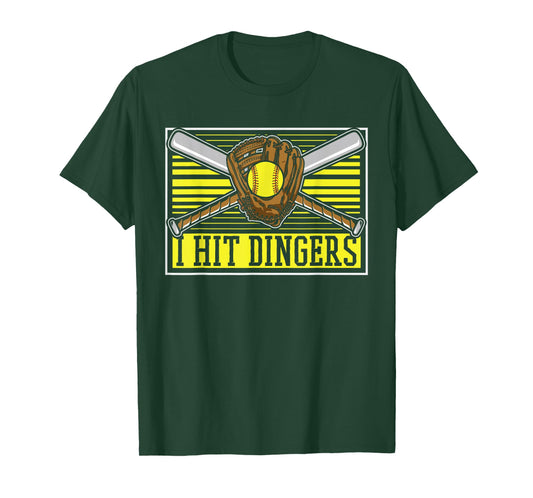 Funny Softball Batter Catcher Pitcher - I Hit Dingers T-Shirt