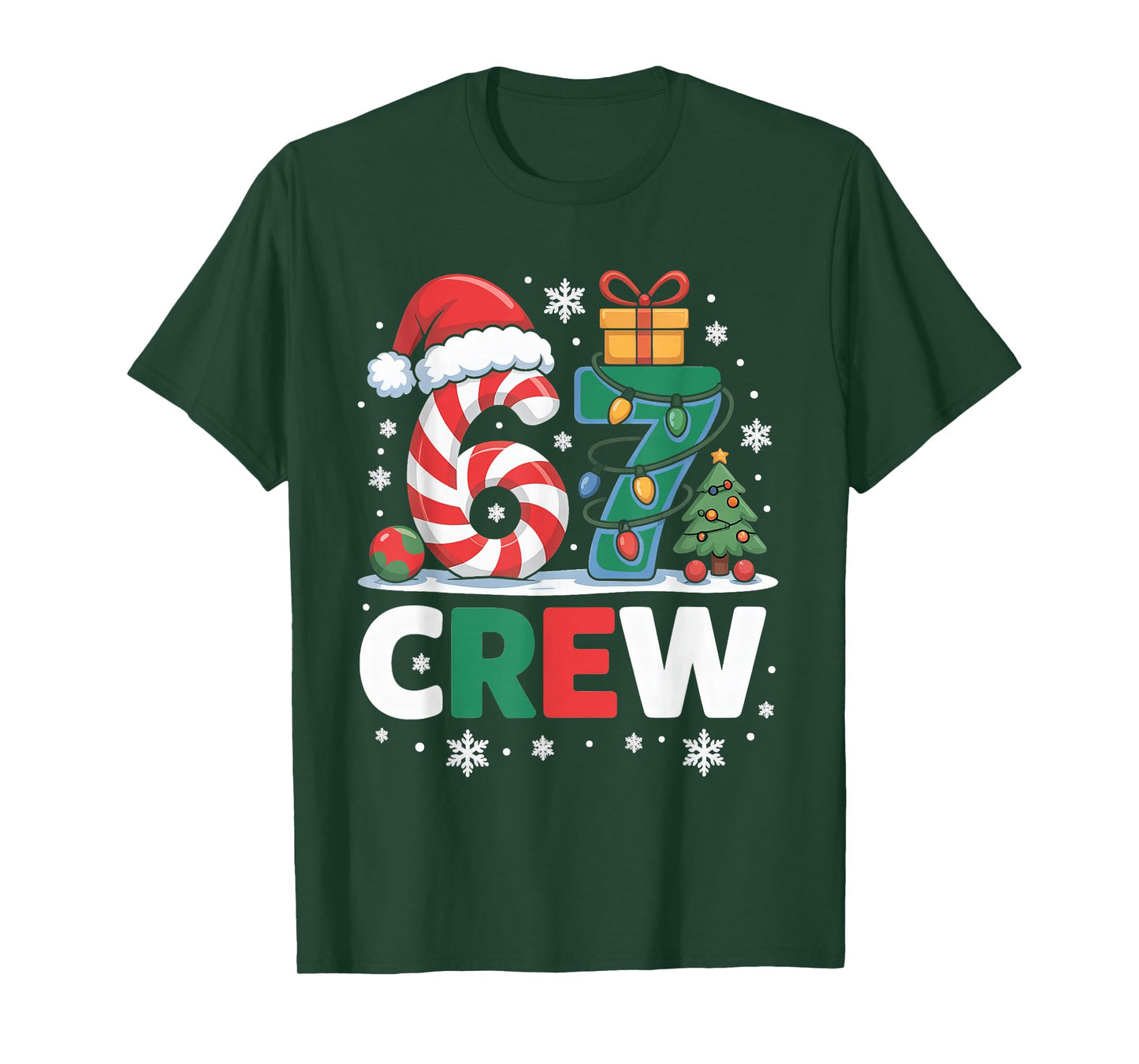 Christmas 67 Crew Brainrot Candy Cane Lights T-Shirt