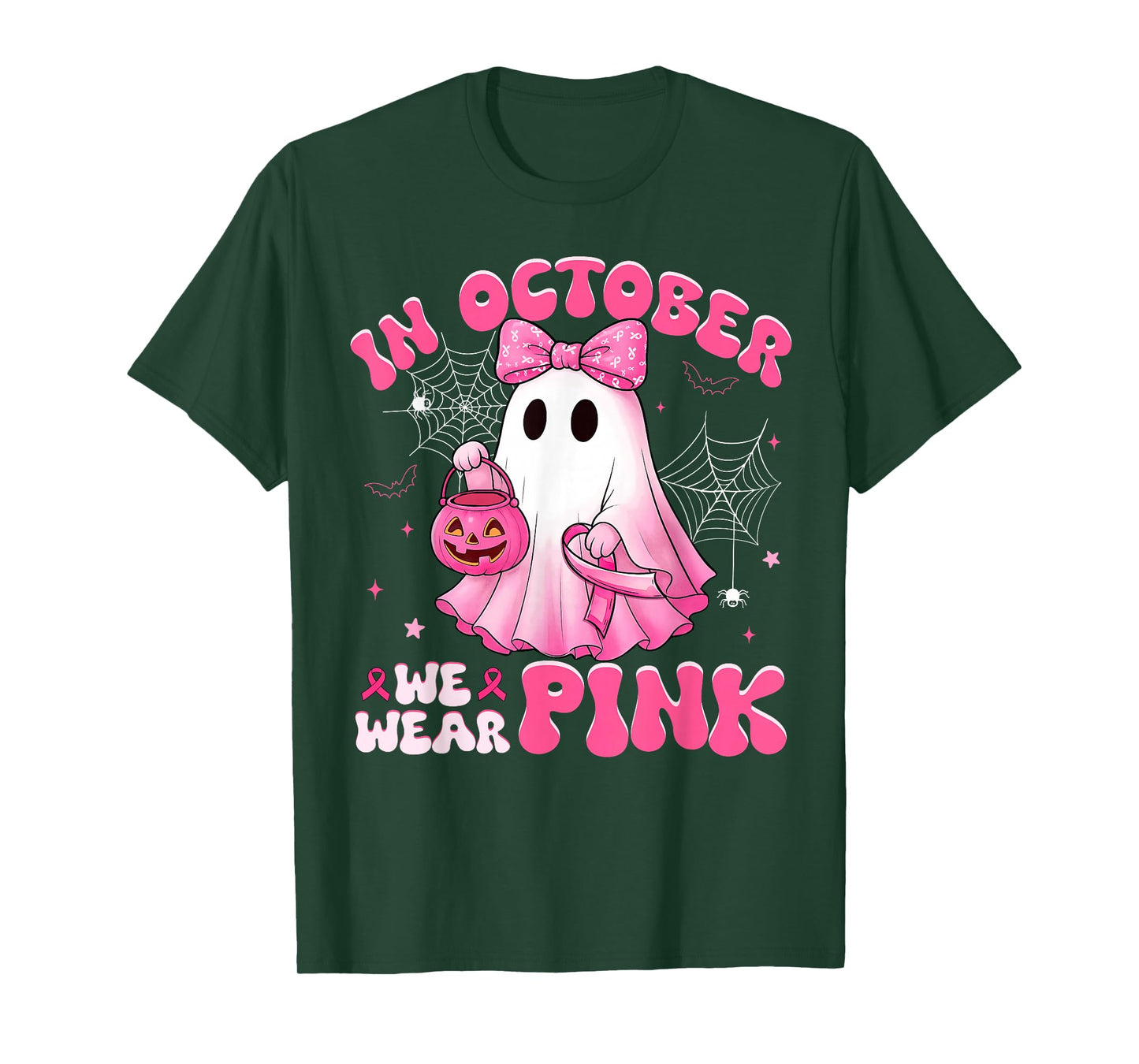 Halloween in October We Wear Pink Breast Cancer Awareness T-Shirt