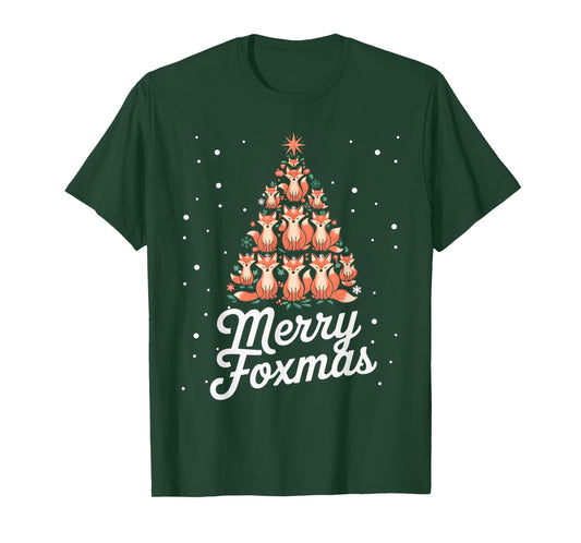 Fox Xmas Tree Foxes Christmas Tree Merry Foxmas T-Shirt