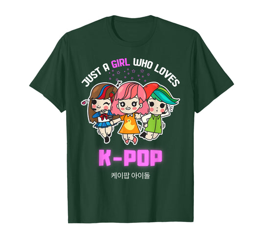Just A Girl Who Loves K-Pop Gift for Teen Girls K-Pop Merch T-Shirt