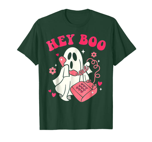 Groovy Hey Boo Cute Ghost Halloween T-Shirt