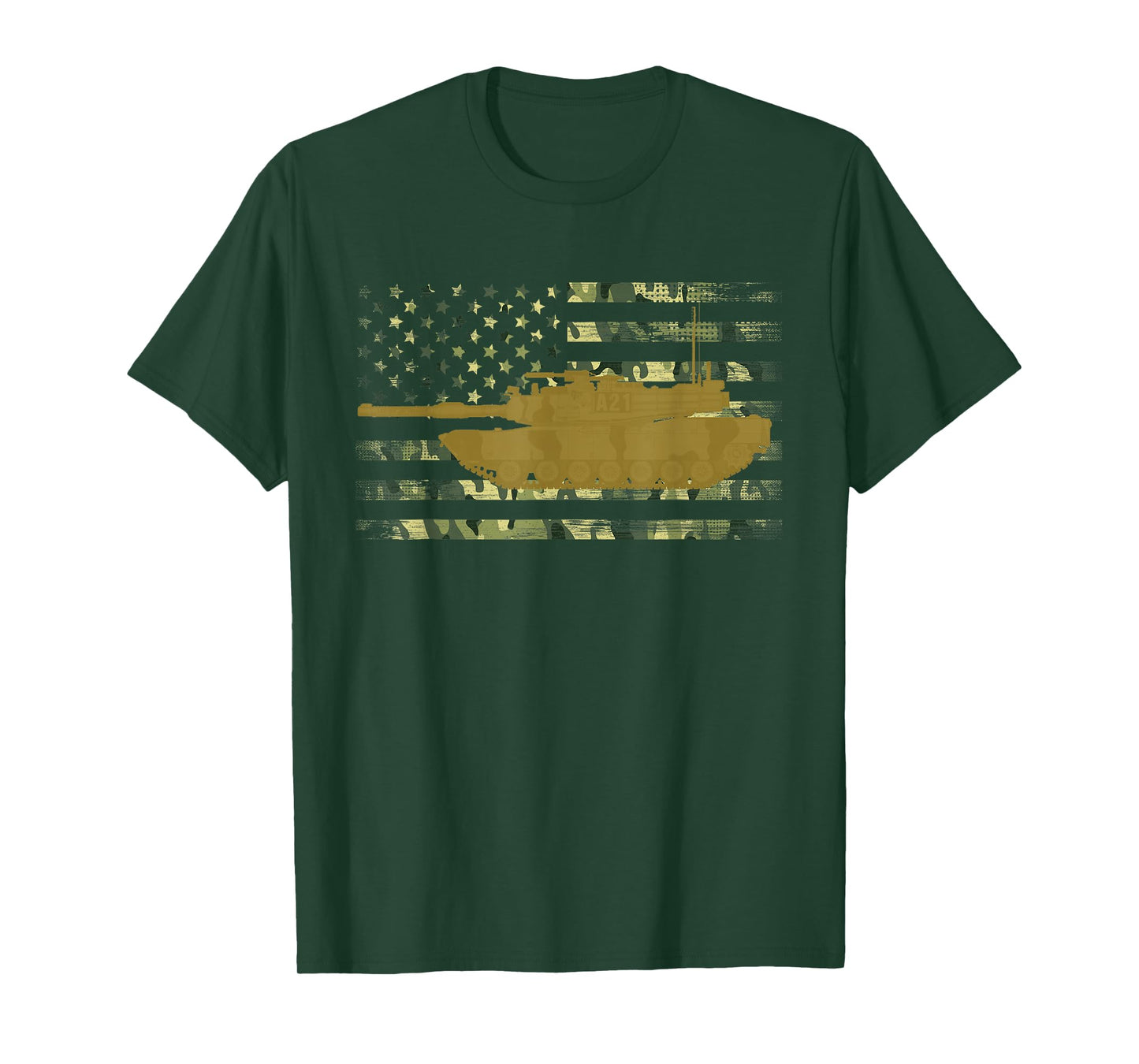 M1 Abrams Military Battle Tank Camo American Flag T-Shirt