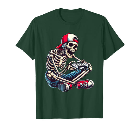 Halloween Skeleton Gamer Video Gaming Boys Girls Men Women T-Shirt