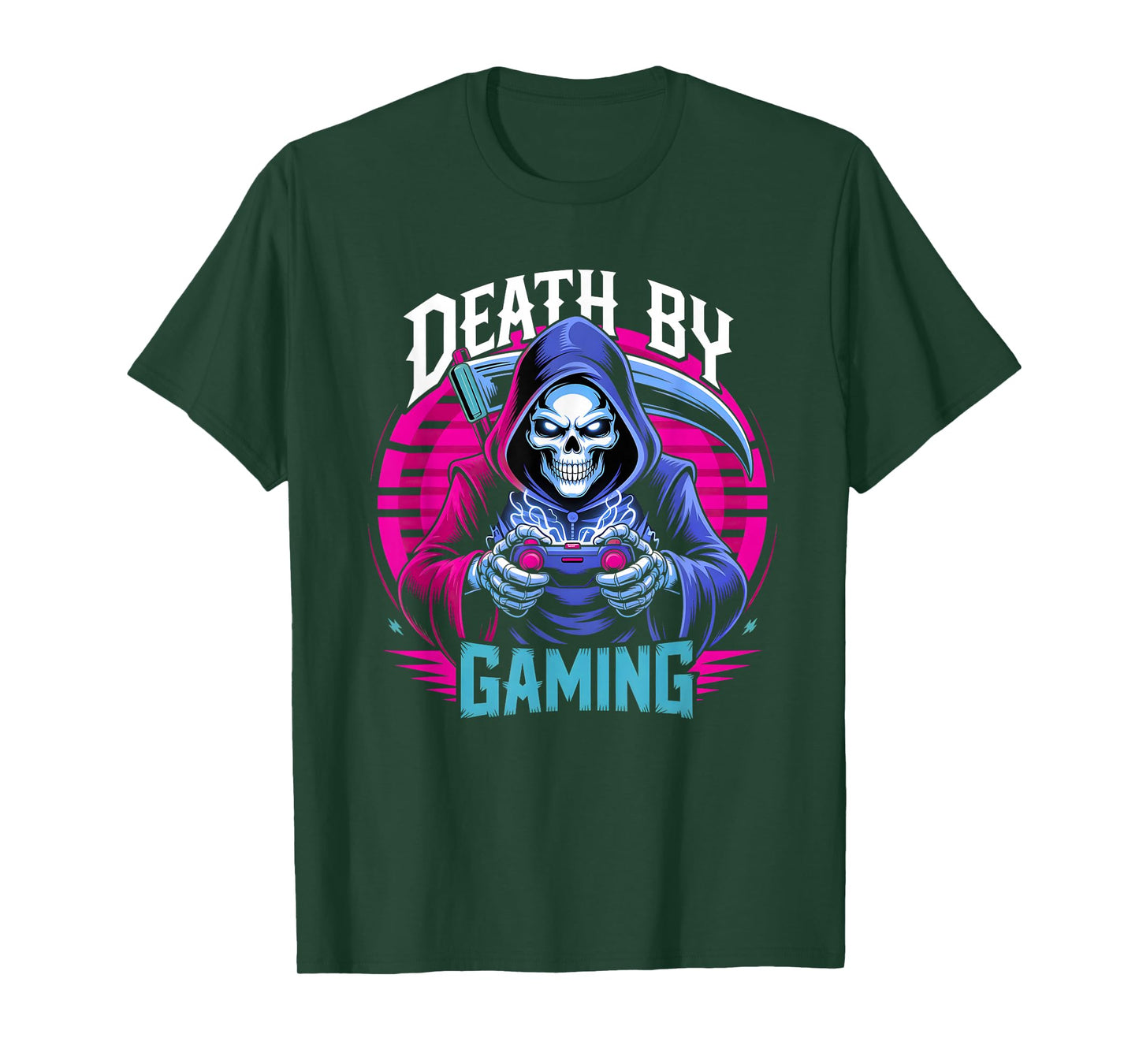 Death by Gaming Gothic Gamer Ghost Video Game Lover Boys Men T-Shirt