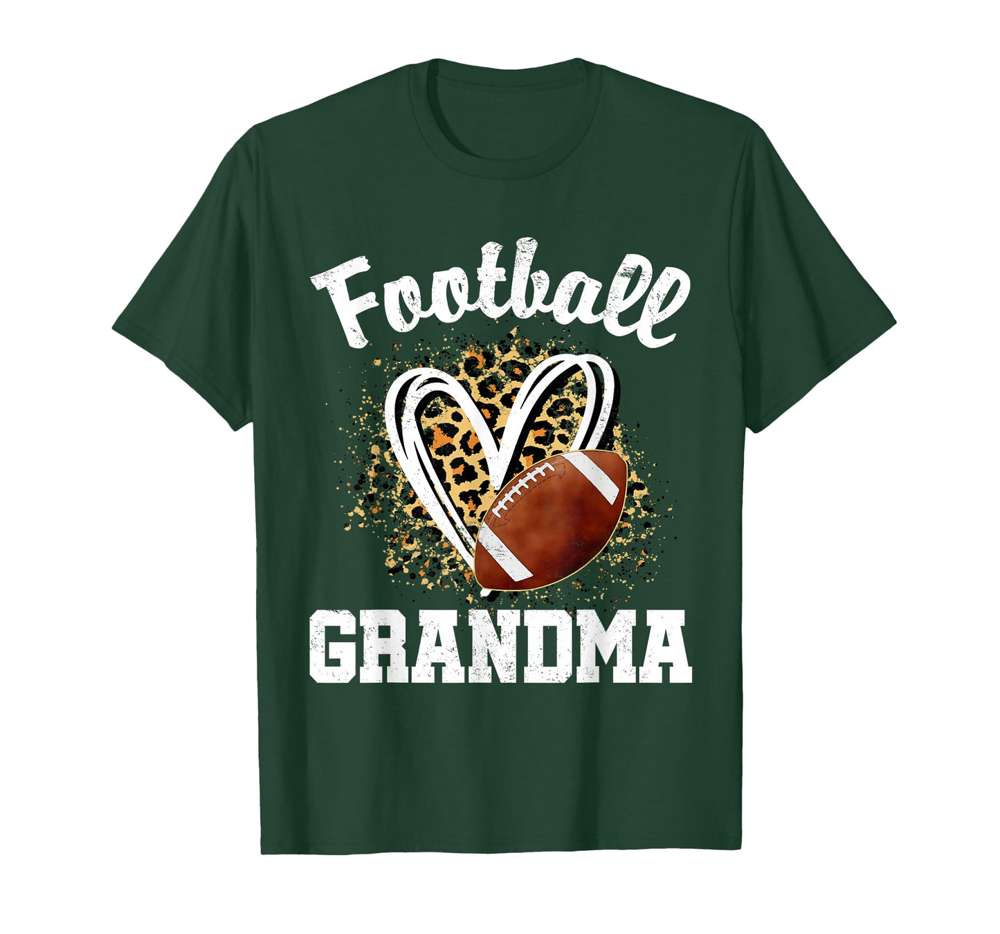 Football Grandma Leopard Heart T-Shirt
