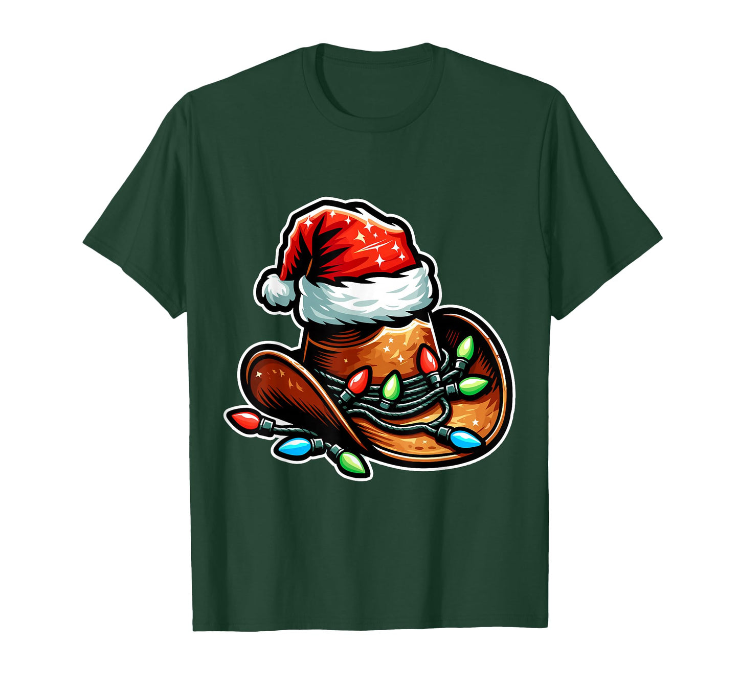 Cowboy Santa Hat Xmas Reindeer Rodeo Christmas In Texas T-Shirt