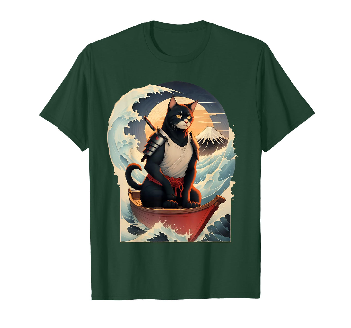 Japanese Samurai Cat Men Women Girls Kids T-Shirt