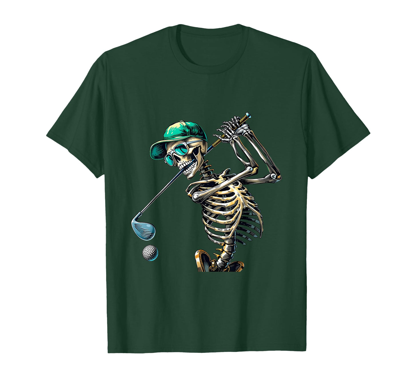 Skeleton Golf Halloween Golfer Golf Player Funny Men Dad T-Shirt
