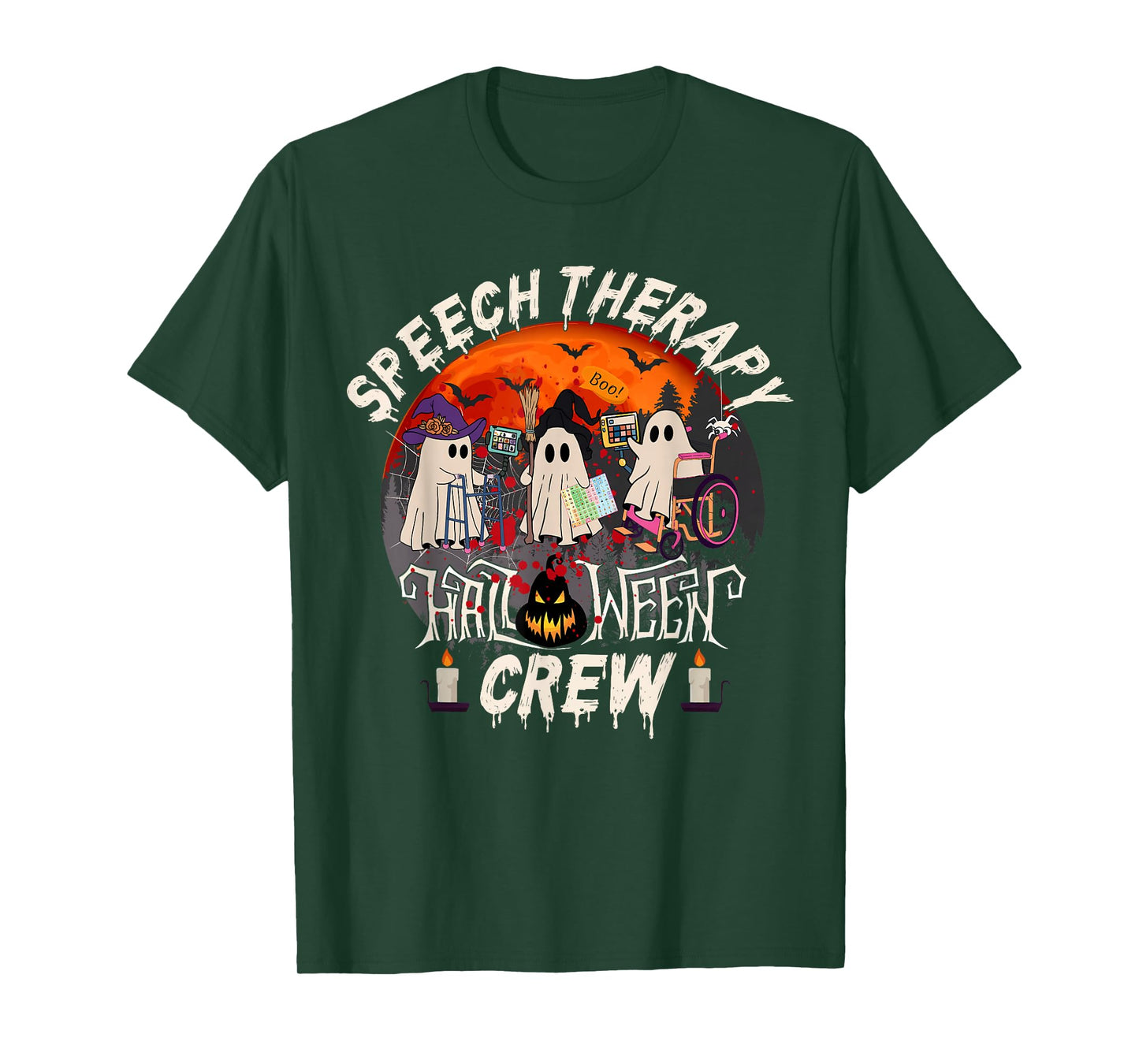 Speech Therapist Halloween Shirt Speech Therapy Boo Crew T-Shirt