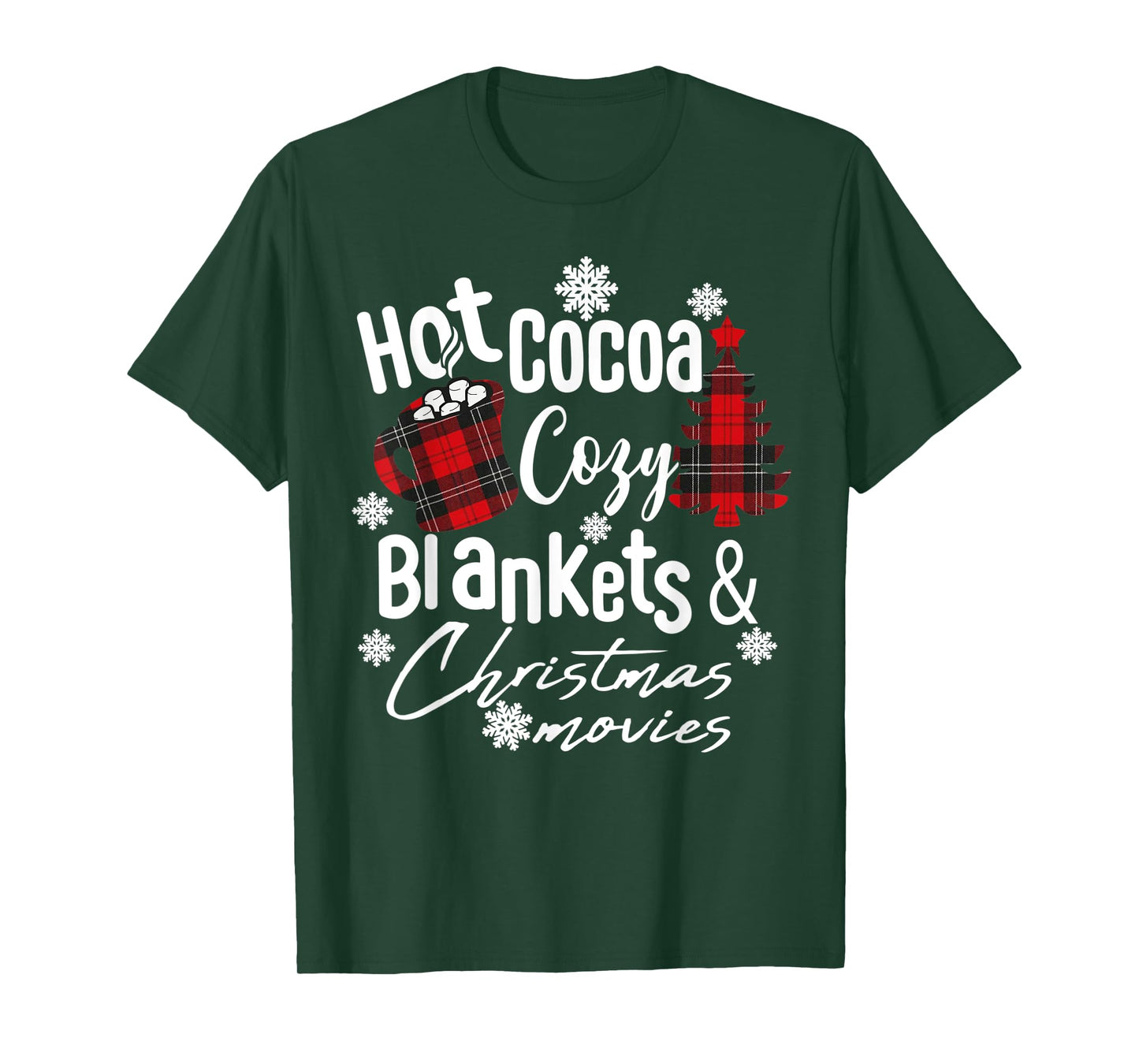 Hot Cocoa Warm Blankets and Christmas Movies Christmas tree T-Shirt