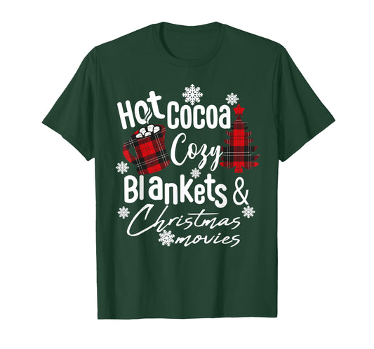 Hot Cocoa Warm Blankets and Christmas Movies Christmas tree T-Shirt