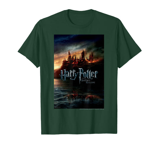 Harry Potter and The Deathly Hallows Hogwarts Poster T-Shirt Small