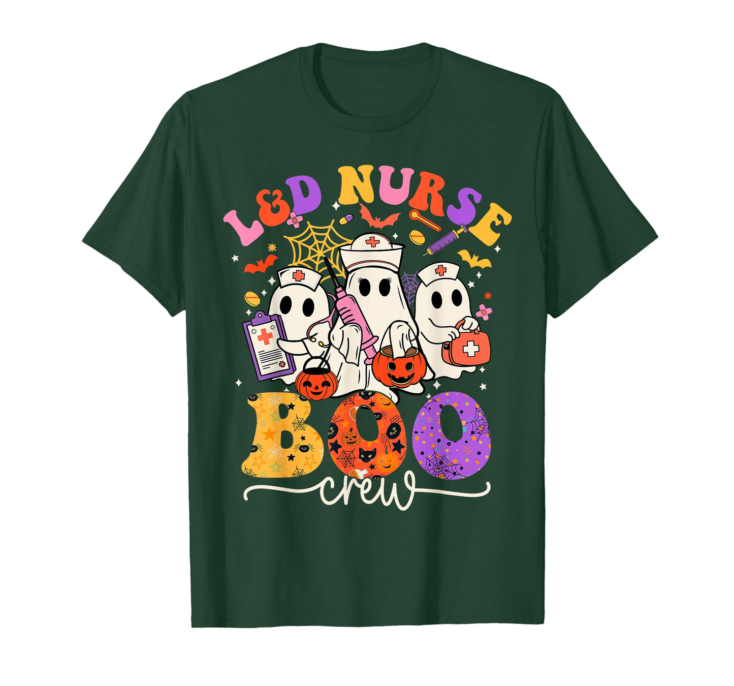 L&D Boo Crew Costume Funny Nurse Ghost Halloween T-Shirt