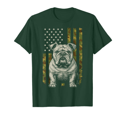 Bulldog US Flag 4th of July T-Shirt
