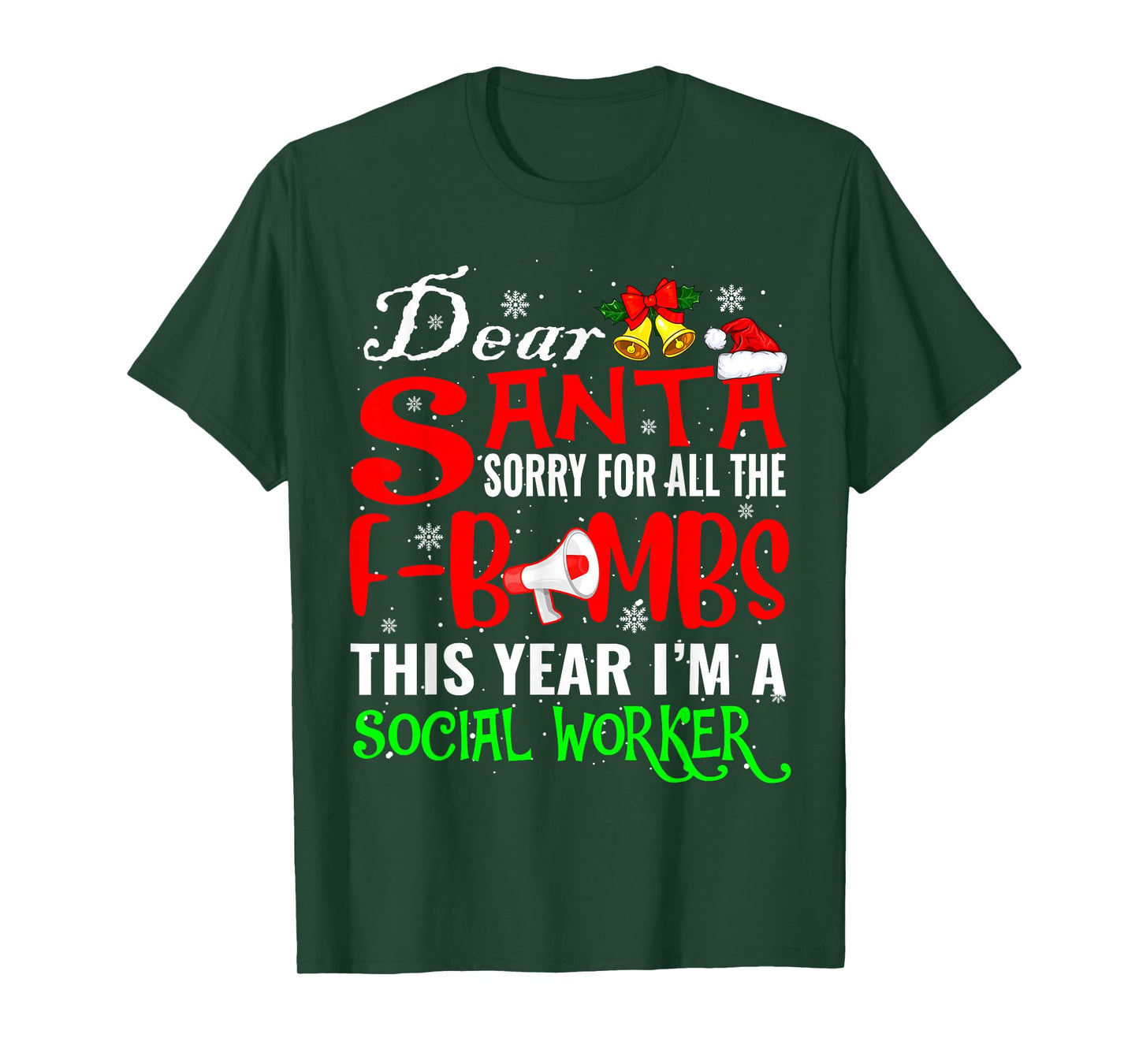 Sorry For All Funny F-Bombs I'm A Social Worker Xmas Santa T-Shirt