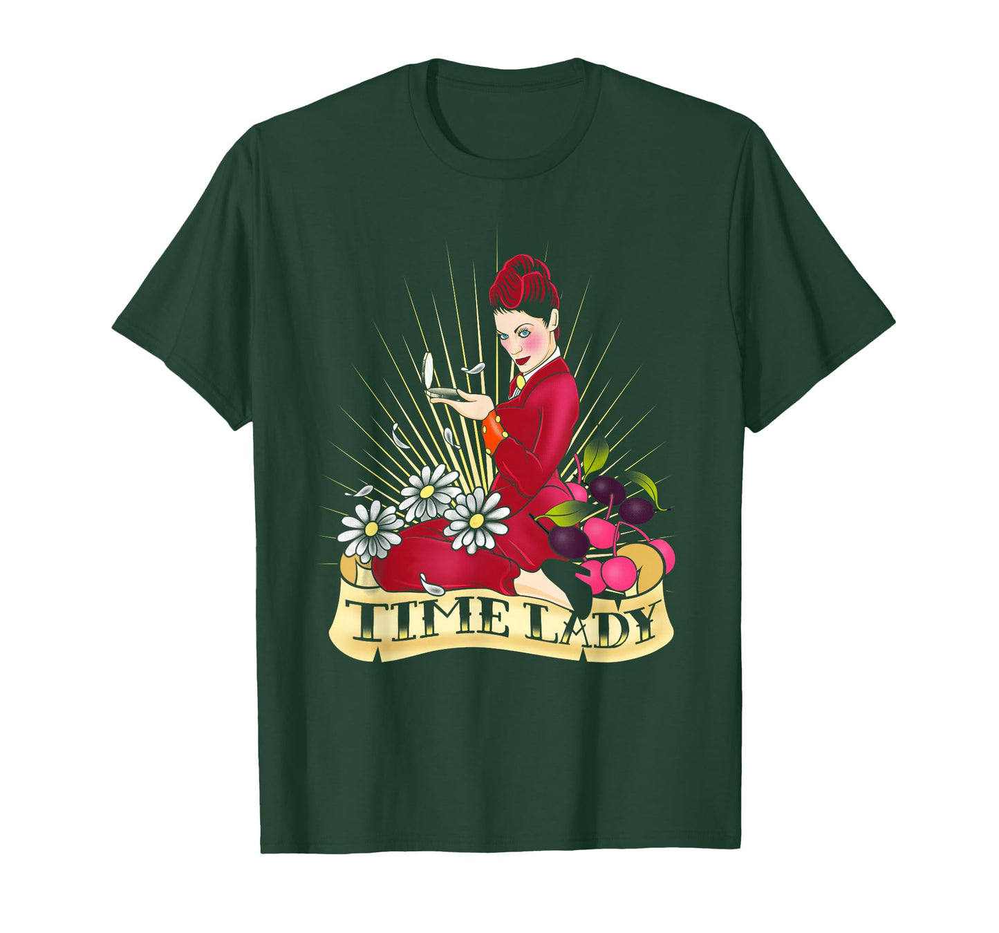 Doctor Who Rockabilly Missy Time Lady Vintage TimeTravel Fan T-Shirt - Women's Unisex-Adults Black Cotton Classic Fit Crew Neck Short Sleeve T-Shirt - Small
